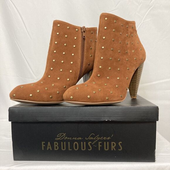 Vintage Studded Ankle Boots by Donna Salyer Size 6, heel 4" Zipper Suede Stylish - Picture 7 of 15